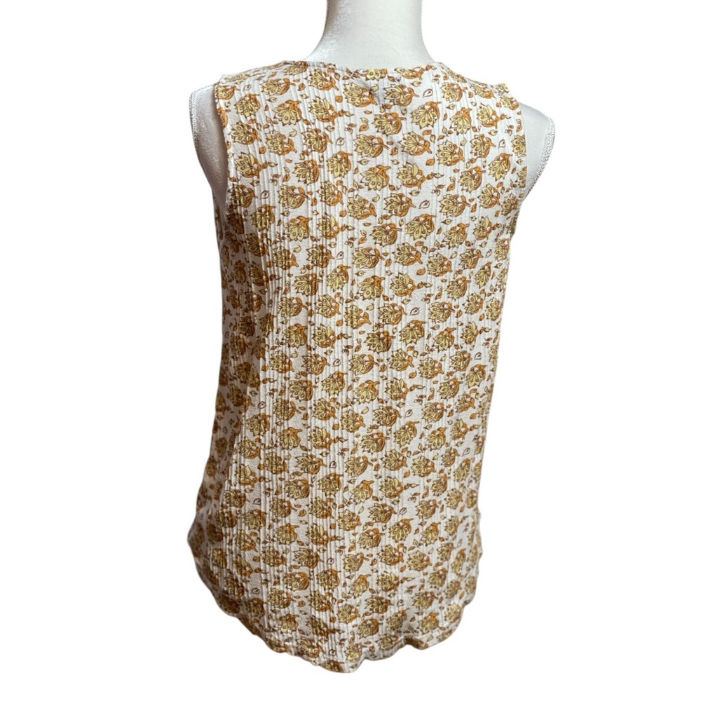 Lucky Brand Women Floral Shirt Sleeveless Tasseled Sz Small Summer Boho Peasant - Picture 3 of 10